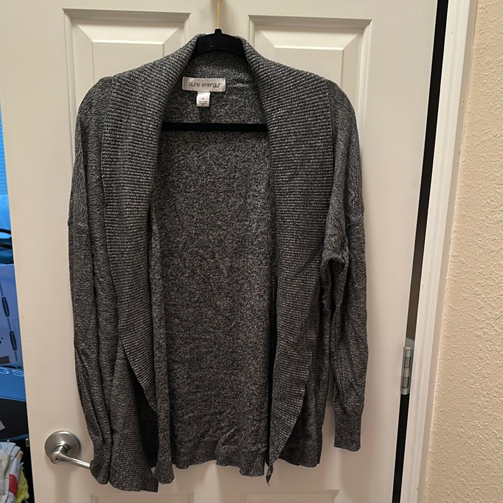 Pure Energy Gray Open-Front Cardigan Sweater